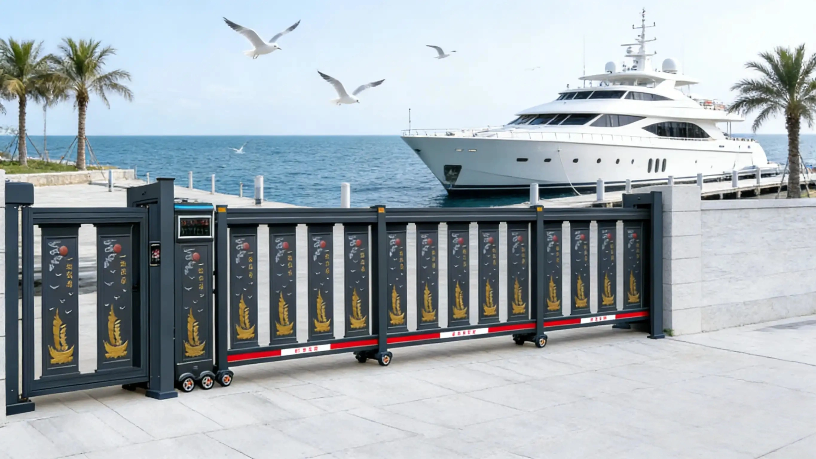 industrial sectional sliding automatic gate installed at premium industrial facility entrance