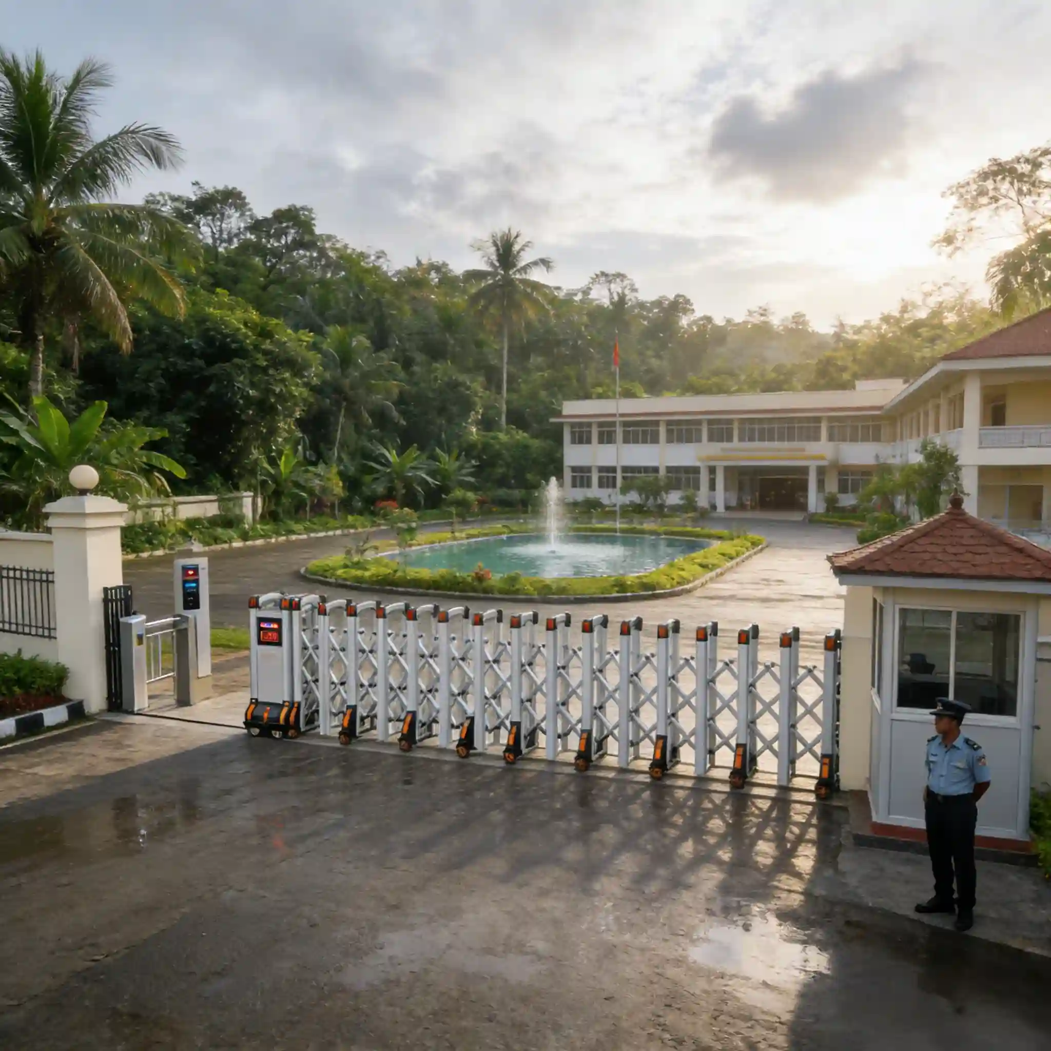 Modern Aluminum Electric Retractable Gate | Anti-Rust & Durable Automatic Folding Security Gate