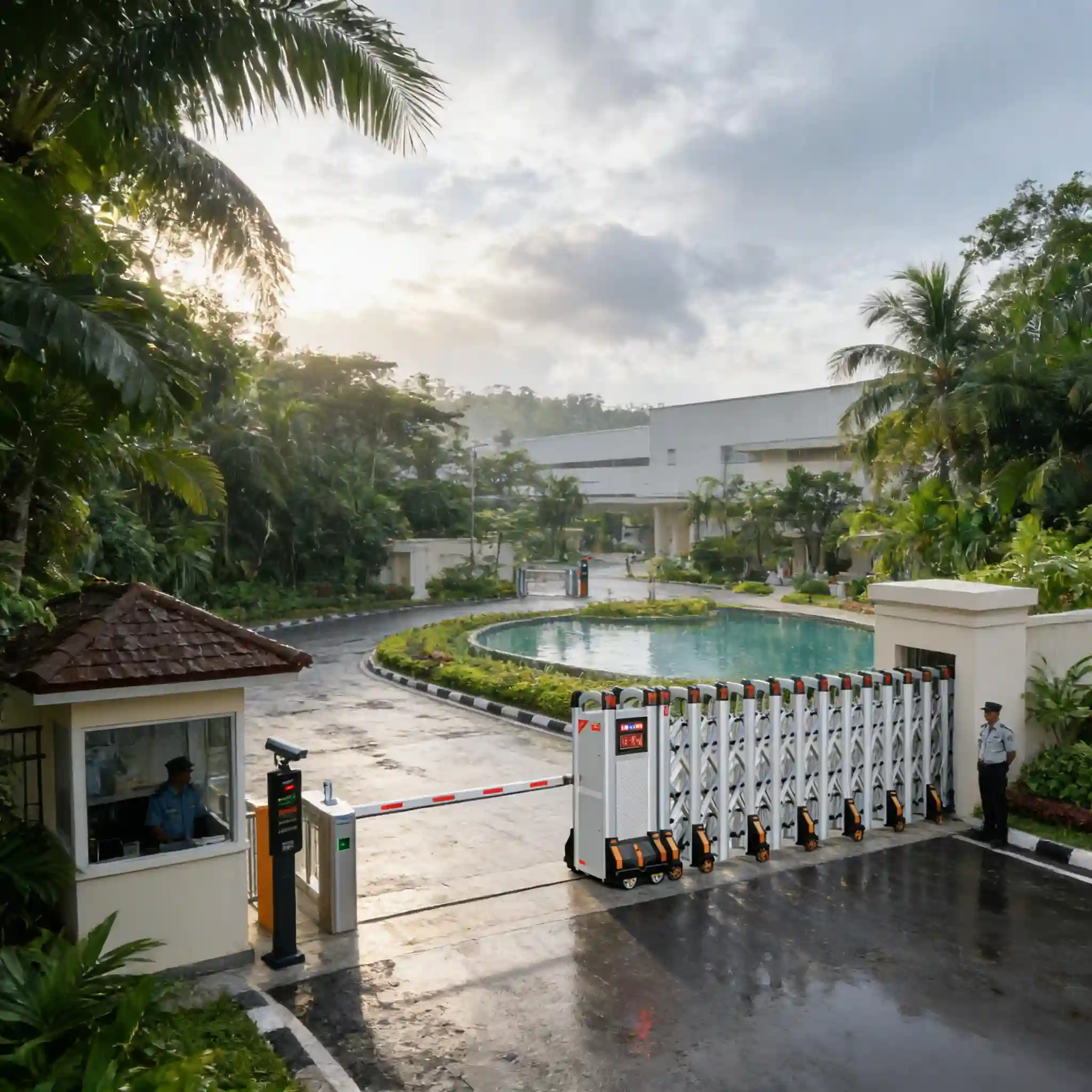 Modern Aluminum Electric Retractable Gate | Anti-Rust & Durable Automatic Folding Security Gate