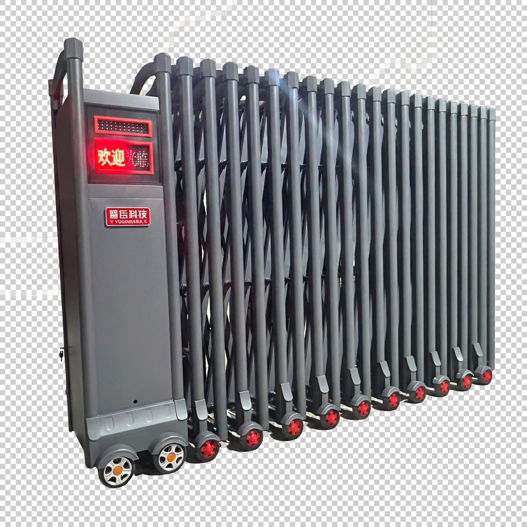 Modern Matte Grey Automatic Folding Gate | Industrial Smart Security Entrance with LED Display